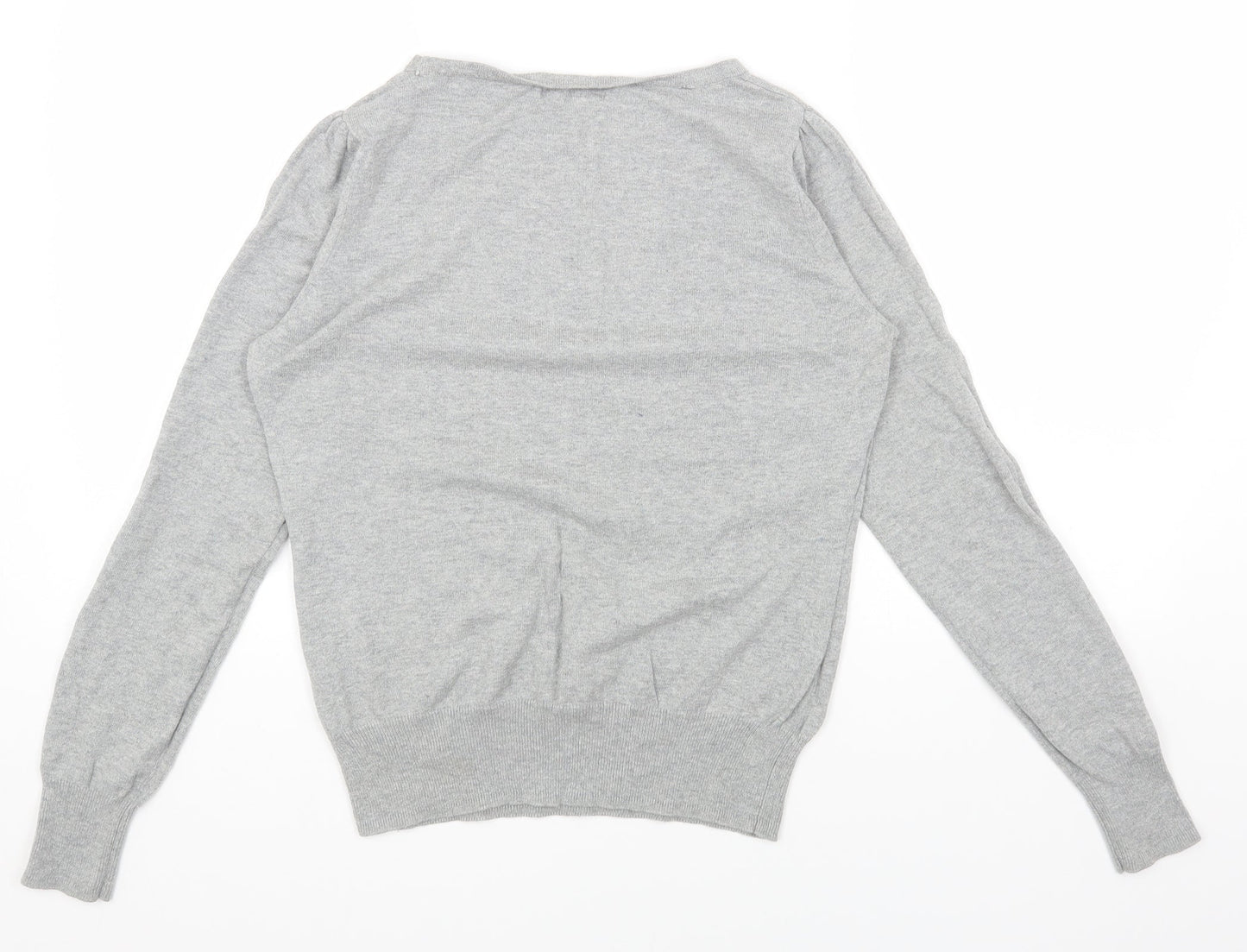 NEXT Womens Grey Cotton Basic T-Shirt Size 12 Round Neck - Love