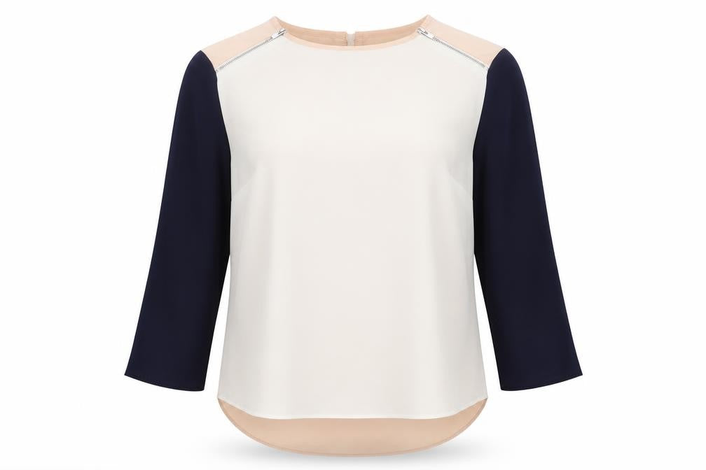 Primark Womens Multicoloured Colourblock Polyester Basic Blouse Size 6 Round Neck