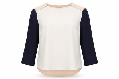 Primark Womens Multicoloured Colourblock Polyester Basic Blouse Size 6 Round Neck
