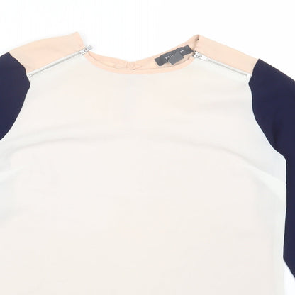 Primark Womens Multicoloured Colourblock Polyester Basic Blouse Size 6 Round Neck