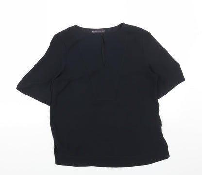 Marks & Spencer Womens Black Polyester Basic Blouse Size 6 Round Neck