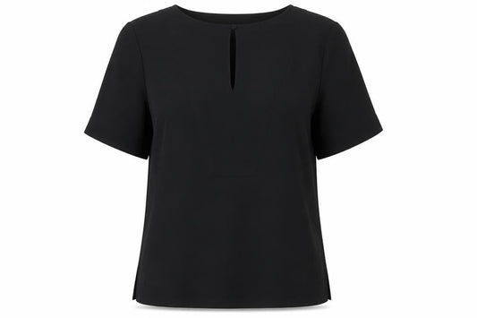 Marks and Spencer Womens Black Polyester Basic Blouse Size 6 Round Neck