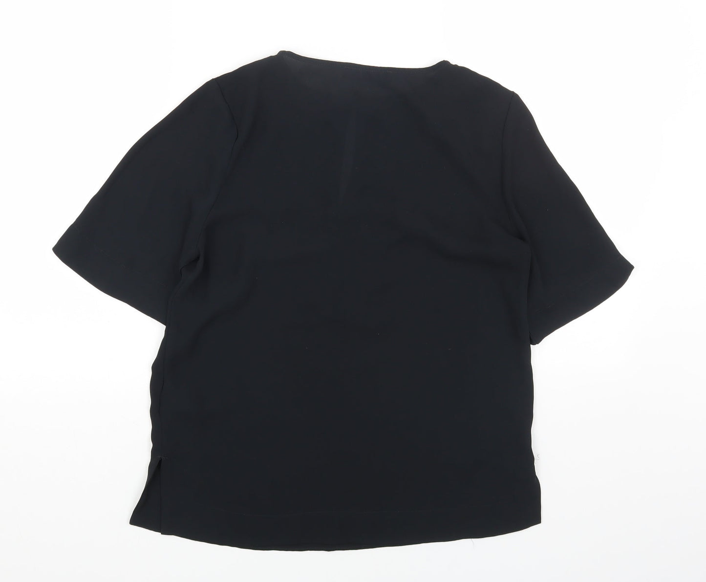 Marks and Spencer Womens Black Polyester Basic Blouse Size 6 Round Neck