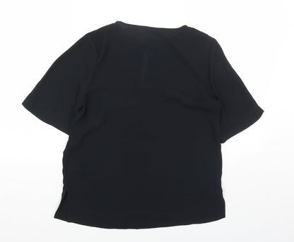 Marks & Spencer Womens Black Polyester Basic Blouse Size 6 Round Neck
