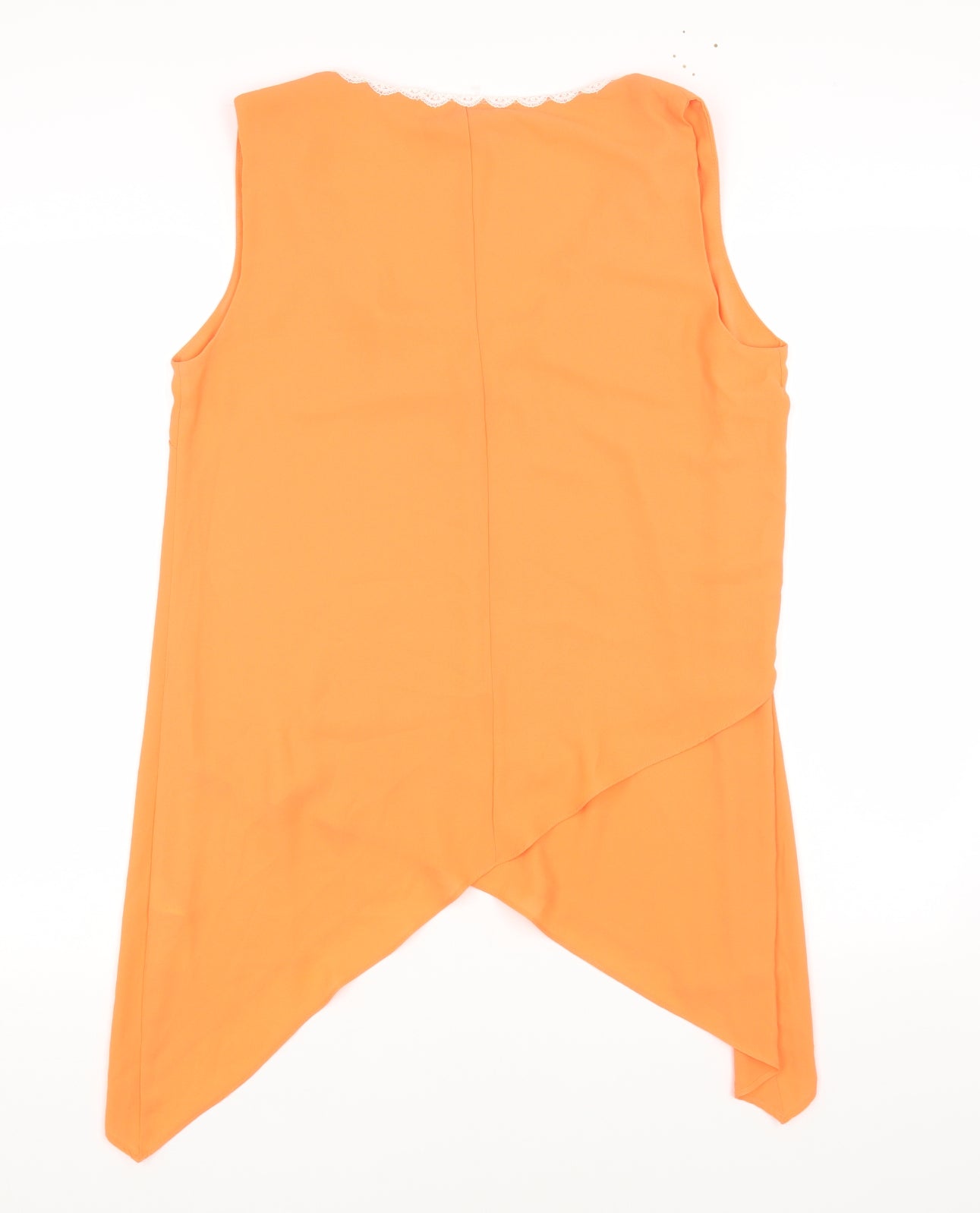 Julien Macdonald Womens Orange Polyester Basic Blouse Size 12 Scoop Neck - Asymmetric
