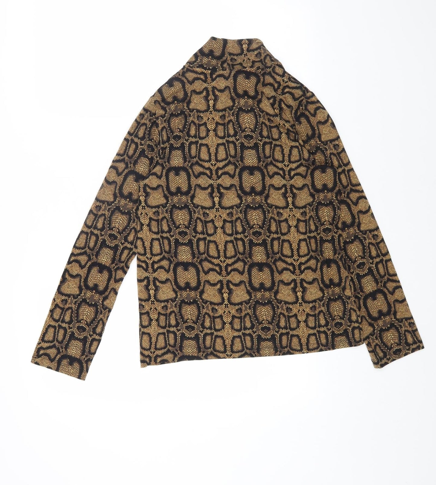 Marks and Spencer Womens Multicoloured Animal Print Viscose Basic Blouse Size 10 Mock Neck - Snake Skin Print