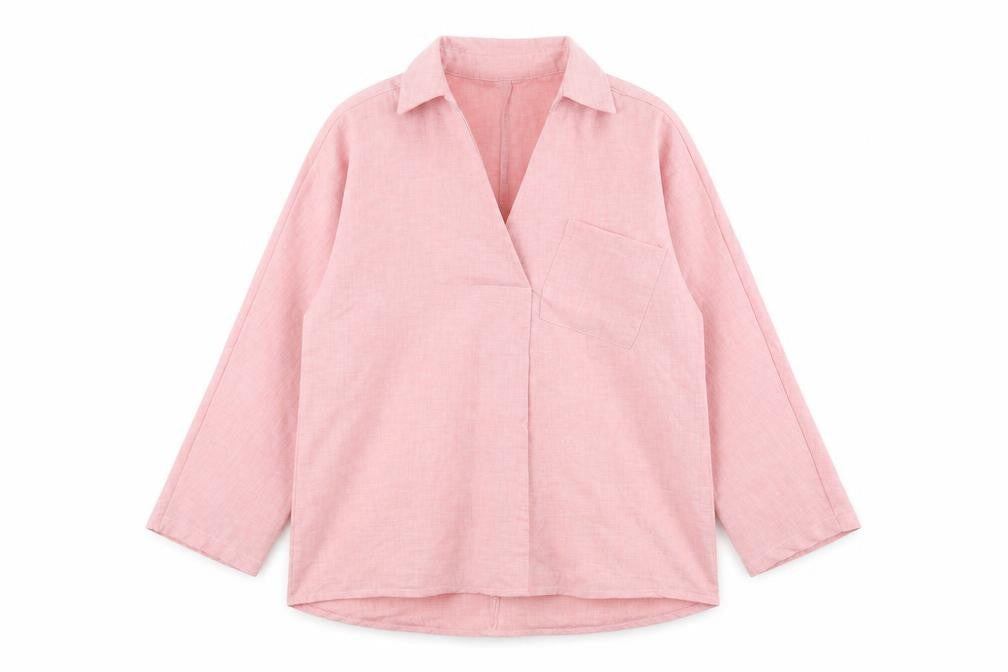 Zanzea Womens Pink Polyester Basic T-Shirt Size S Collared
