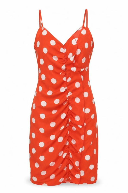 Bachelorette Paris Womens Red Polka Dot Polyester Wrap Dress Size L V-Neck Zip