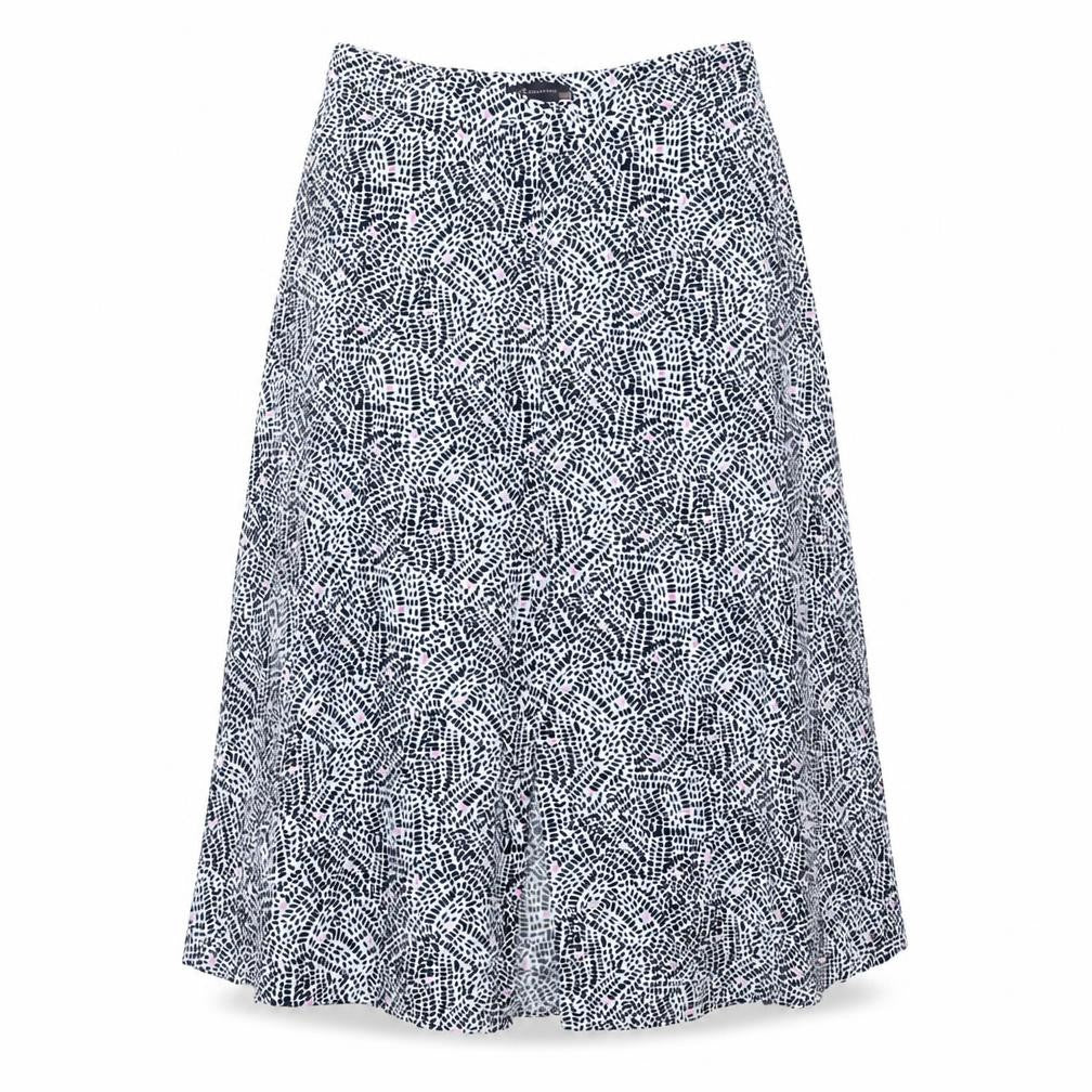 Marks & Spencer Womens White Geometric Viscose A-Line Skirt Size 12 Button