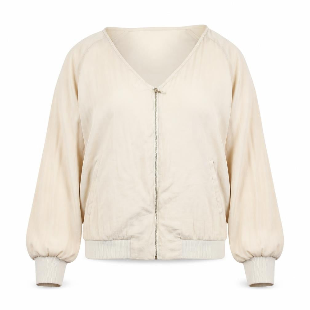 VILA Womens Beige Polyester Full Zip Sweatshirt Size S Zip