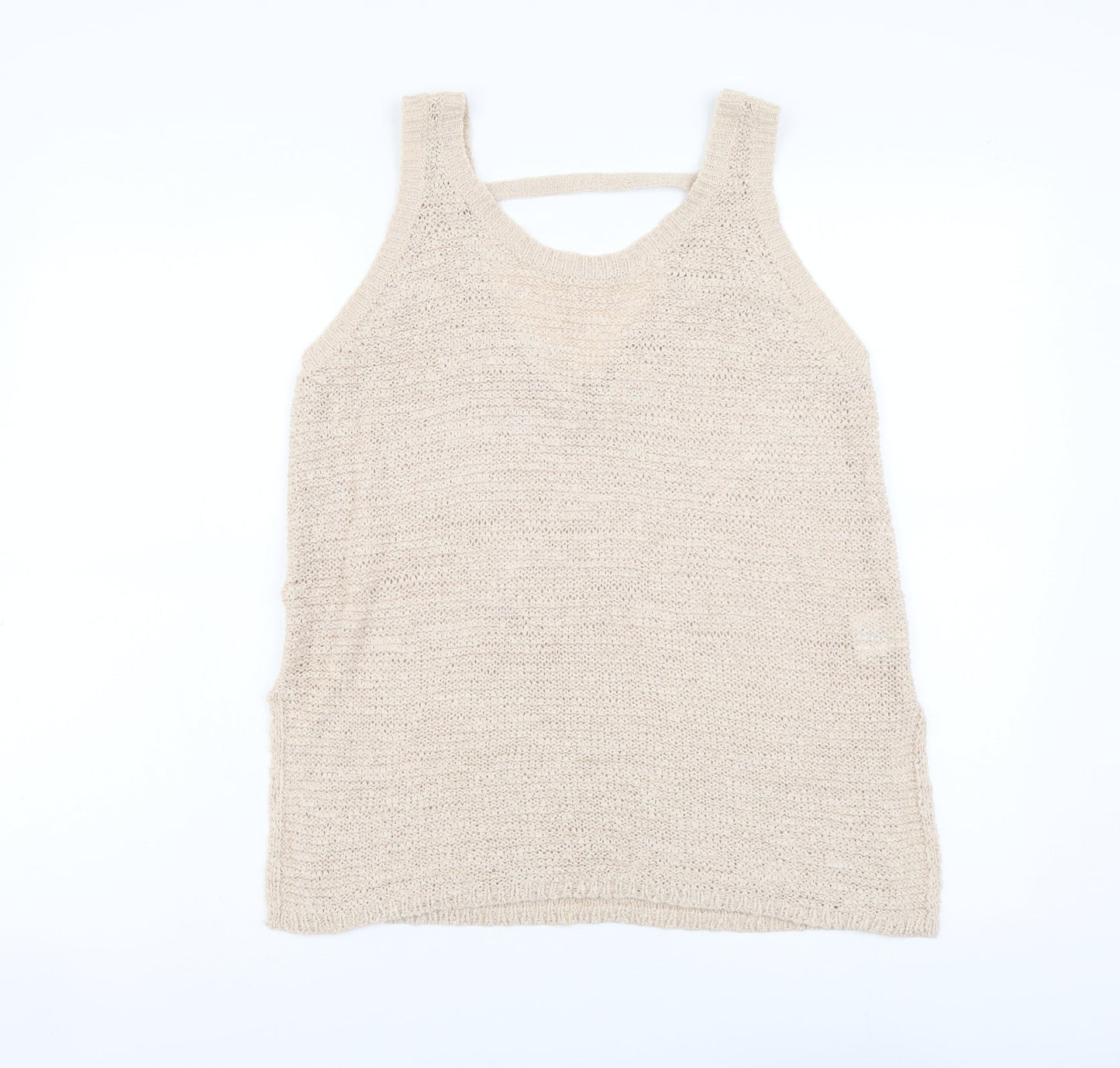 Lottie Love Womens Beige Acrylic Basic Tank Size 12 Scoop Neck