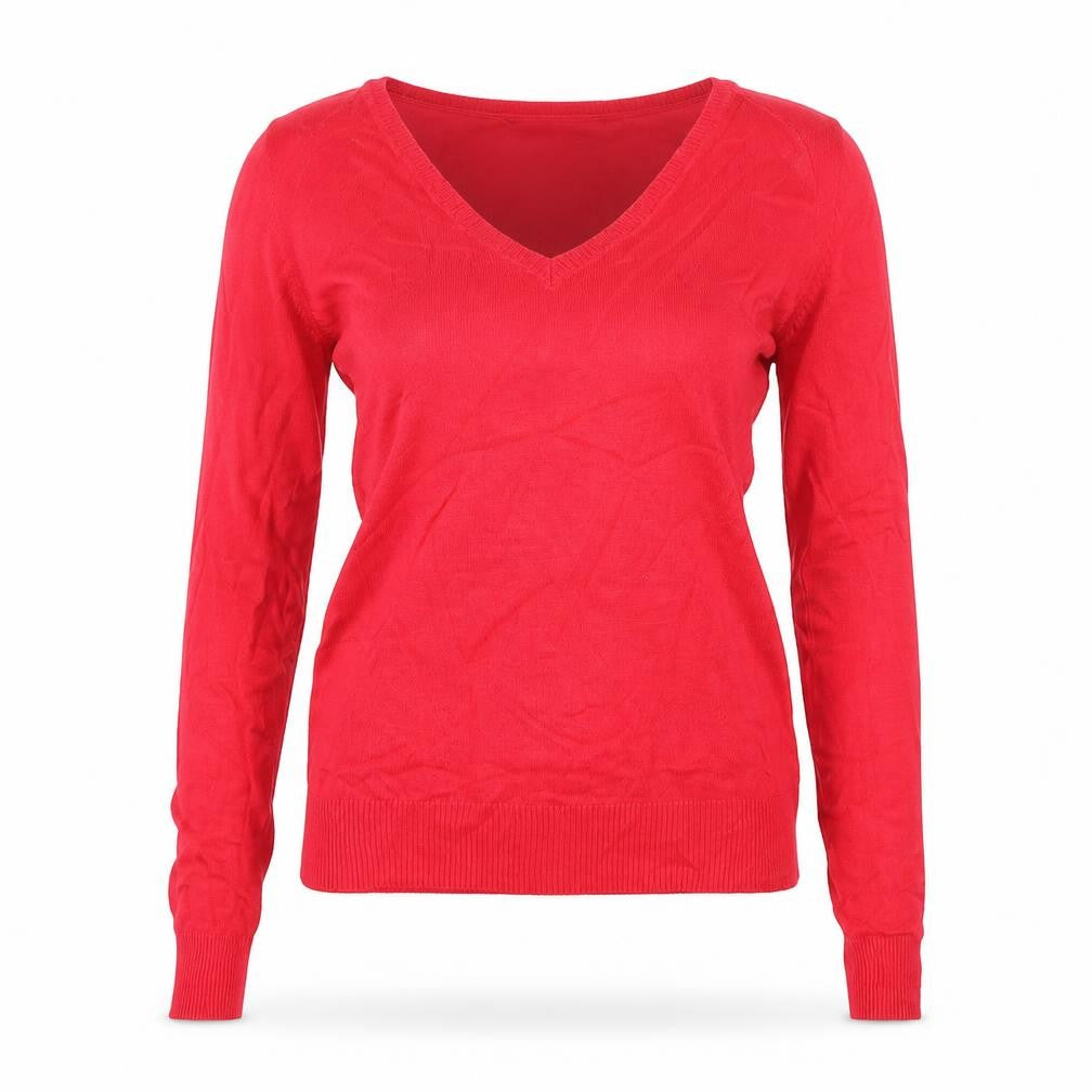 Sfera Casual Womens Red V-Neck Acrylic Pullover Jumper Size XS