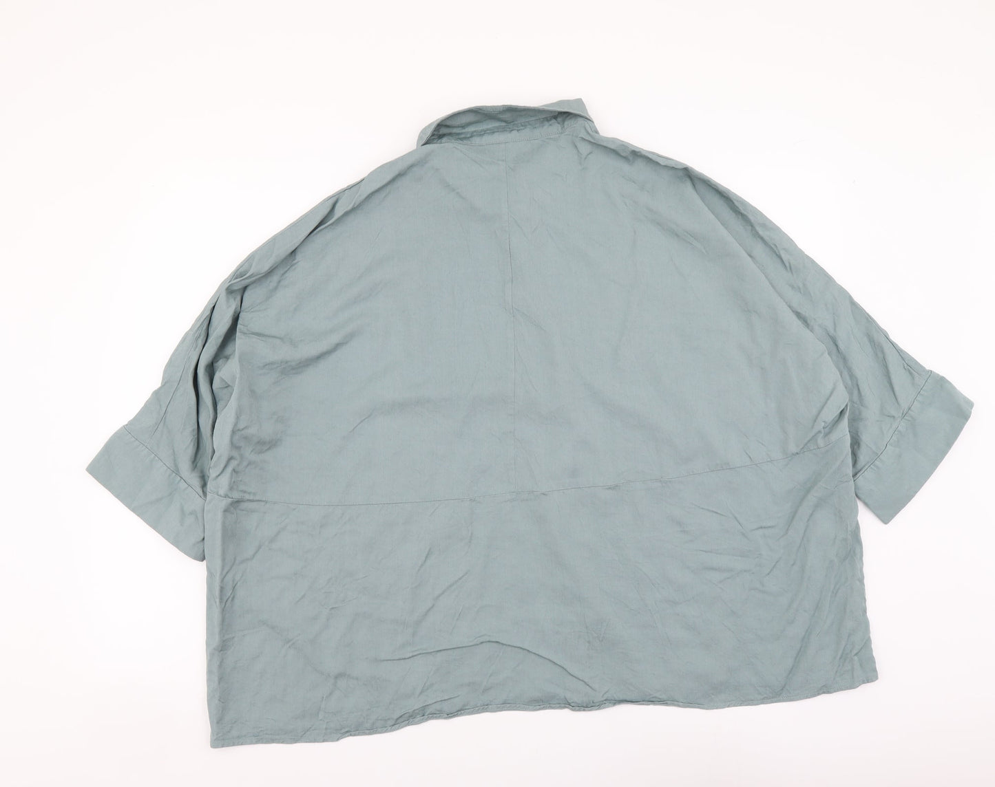 H&M Womens Green Polyester Basic Button-Up Size XS Collared