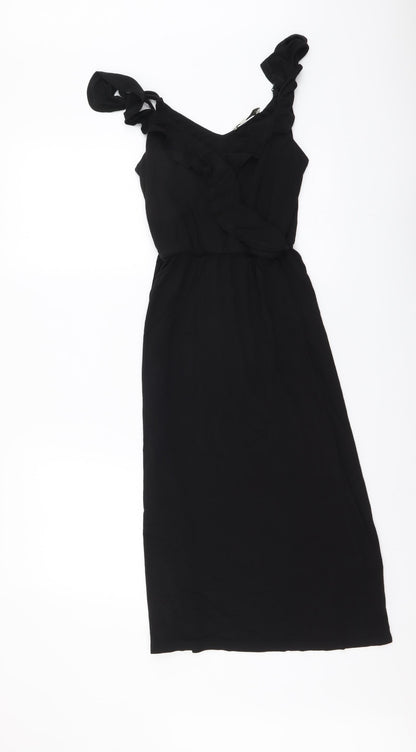 Oasis Womens Black Polyester Tank Dress Size XS V-Neck Pullover