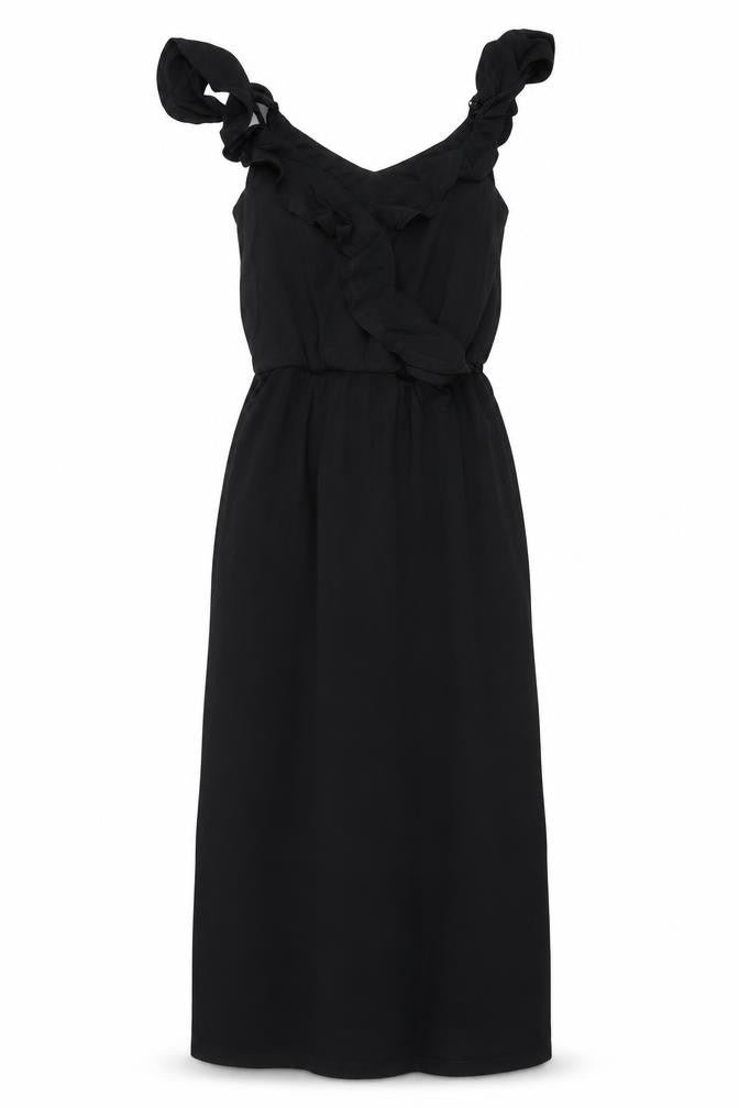 Oasis Womens Black Polyester Tank Dress Size XS V-Neck Pullover
