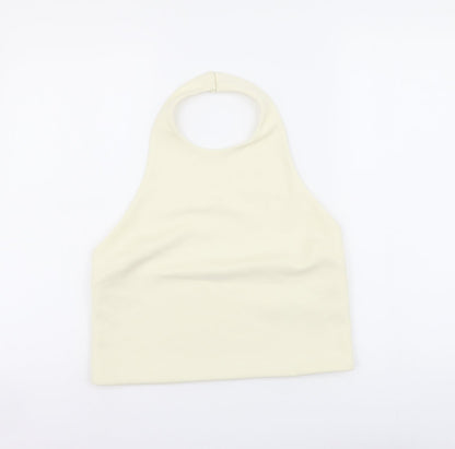 Zara Womens Ivory Polyester Cropped Tank Size M Halter