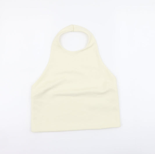 Zara Womens Ivory Polyester Cropped Tank Size M Halter