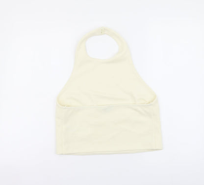 Zara Womens Ivory Polyester Cropped Tank Size M Halter