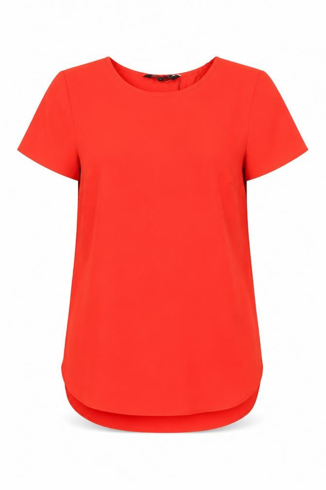 New Look Womens Red Polyester Basic Blouse Size 8 Round Neck