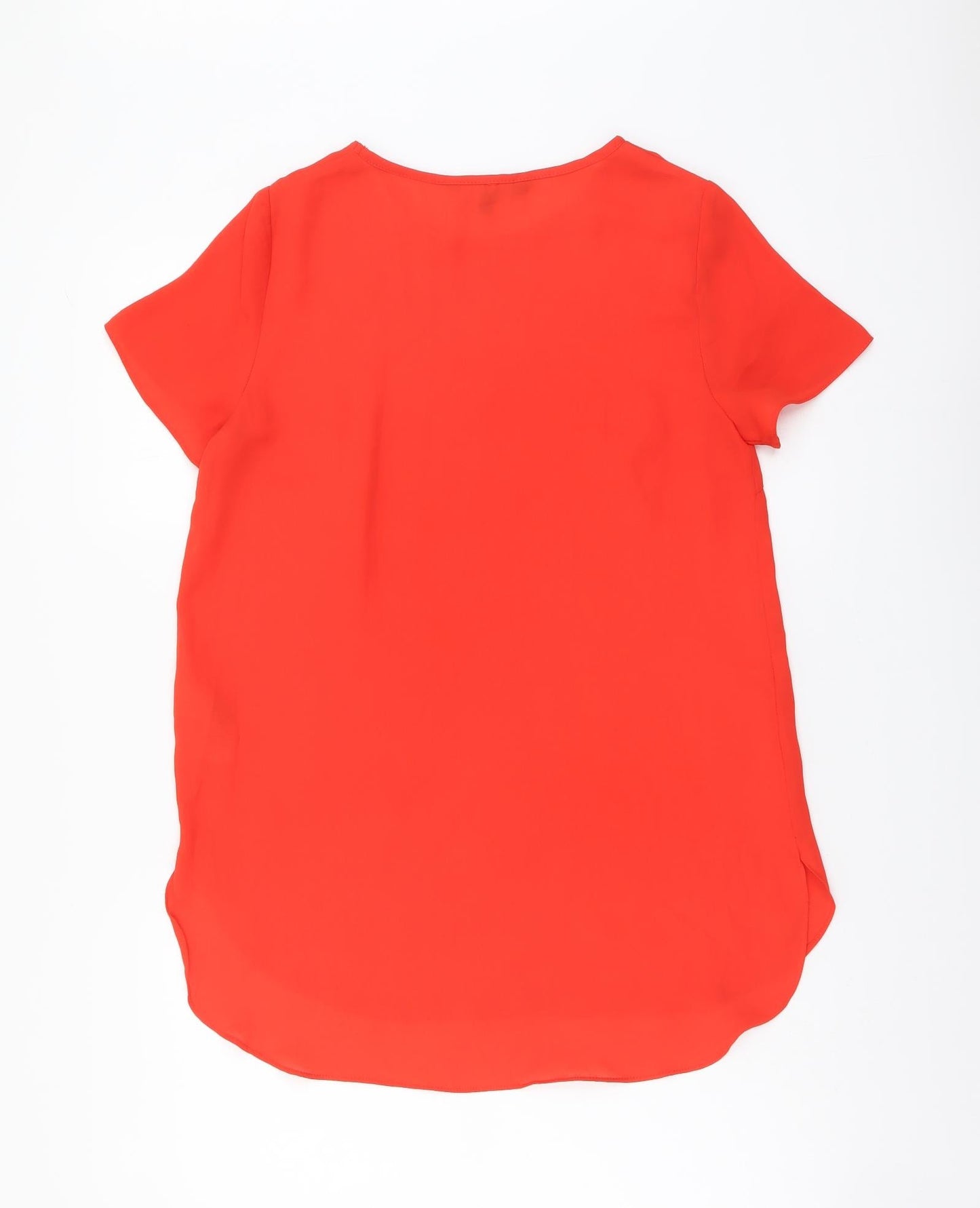 New Look Womens Red Polyester Basic Blouse Size 8 Round Neck