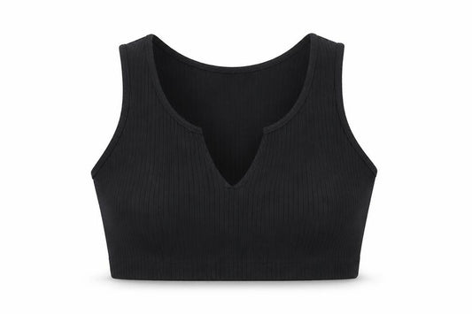 PRETTYLITTLETHING Womens Black Polyacrylate Fibre Cropped Tank Size 8 V-Neck