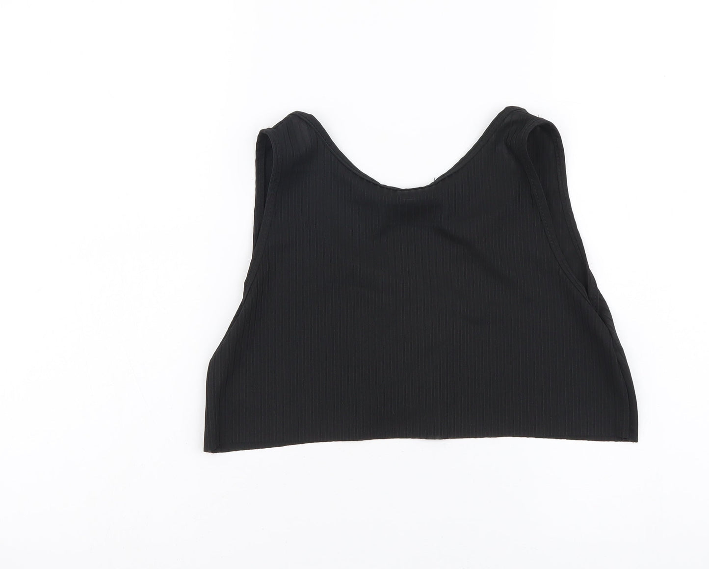 PRETTYLITTLETHING Womens Black Polyacrylate Fibre Cropped Tank Size 8 V-Neck