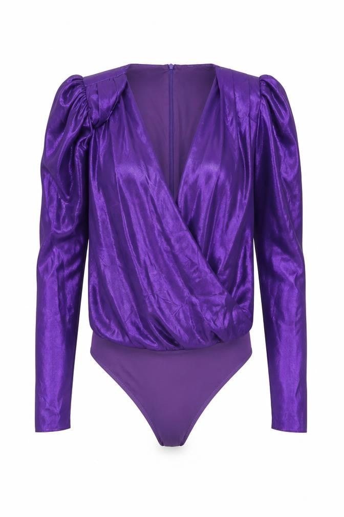 Zara Womens Purple Polyester Bodysuit One-Piece Size XS Snap