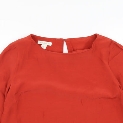 Monsoon Womens Red Viscose Basic Blouse Size 8 Boat Neck