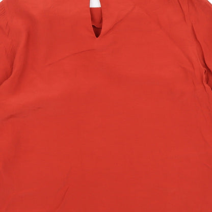 Monsoon Womens Red Viscose Basic Blouse Size 8 Boat Neck