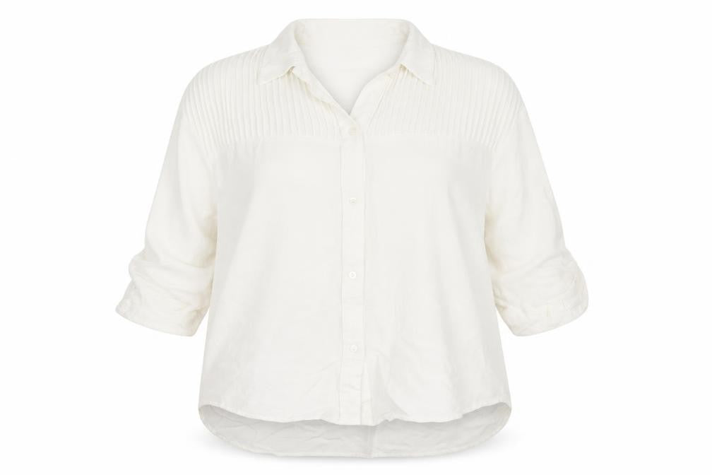 SheIn Womens Ivory Viscose Basic Button-Up Size L Collared