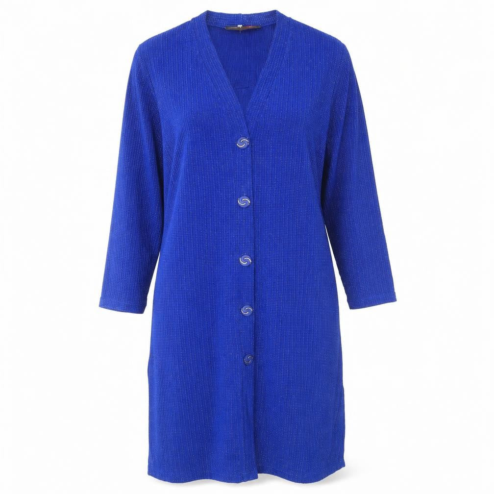 Stephen Y Womens Blue Polyester Jacket Dress Size M V-Neck Button