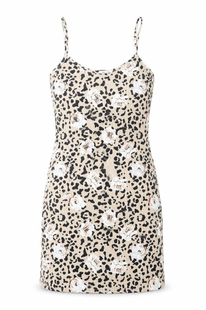 Quiz Womens Brown Geometric Polyester Bodycon Size 6 Round Neck Pullover - Floral Leopard Print