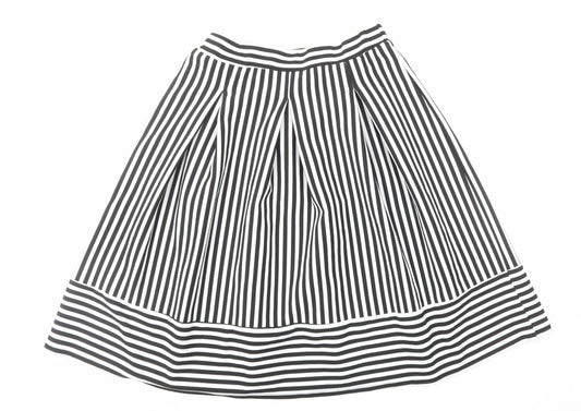 Faith And Joy Womens Black Striped Polyester A-Line Skirt Size M
