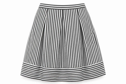Faith And Joy Womens Black Striped Polyester A-Line Skirt Size M