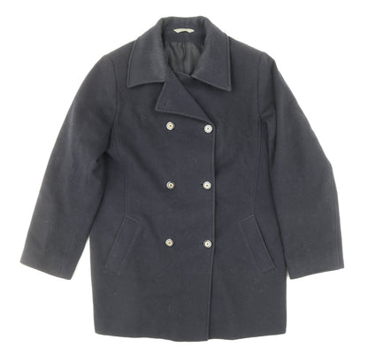 Marks & Spencer Womens Black Pea Coat Coat Size 14 Button
