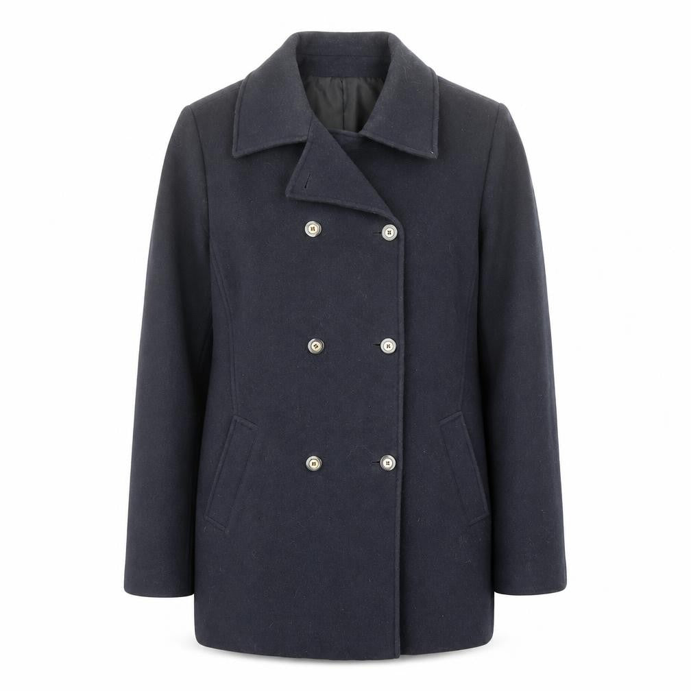 Marks & Spencer Womens Black Pea Coat Coat Size 14 Button