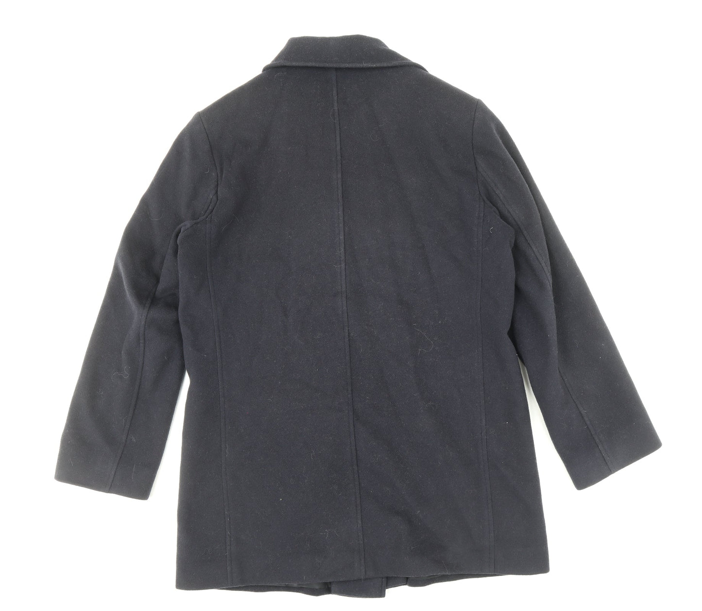 Marks & Spencer Womens Black Pea Coat Coat Size 14 Button