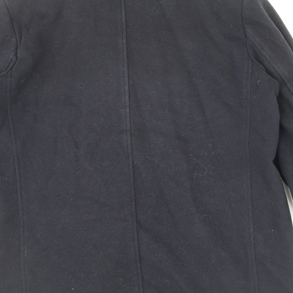Marks & Spencer Womens Black Pea Coat Coat Size 14 Button