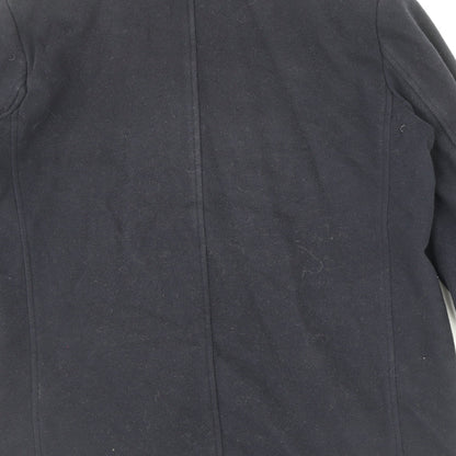 Marks & Spencer Womens Black Pea Coat Coat Size 14 Button