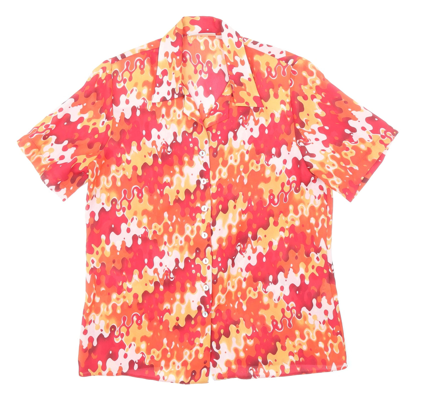 Bella Moda Womens Multicoloured Geometric Polyester Basic Blouse Size 12 Collared