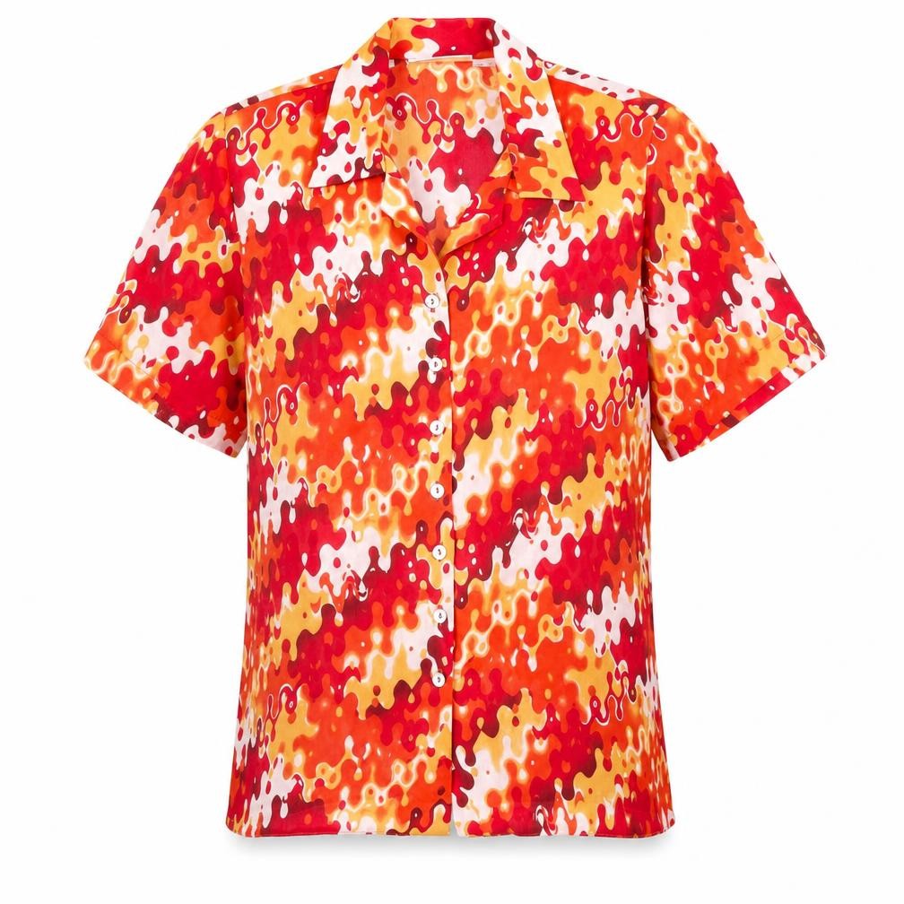 Bella Moda Womens Multicoloured Geometric Polyester Basic Blouse Size 12 Collared