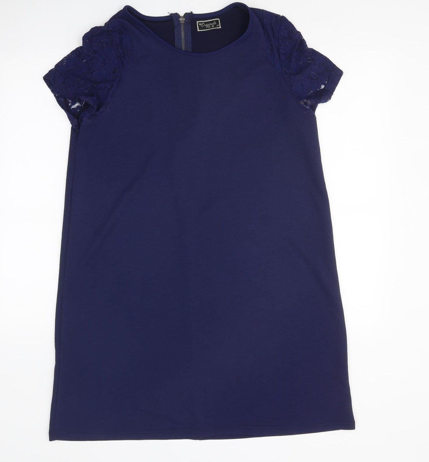 Original Womens Blue Polyester A-Line Size 14 Round Neck Zip