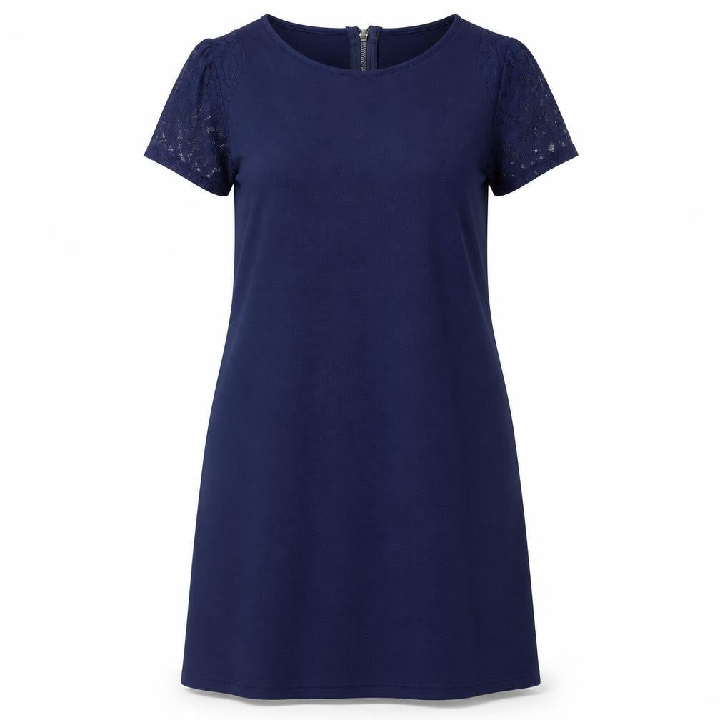 Original Womens Blue Polyester A-Line Size 14 Round Neck Zip