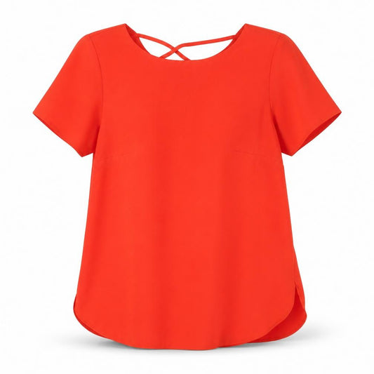 F&F Womens Red Polyester Basic Blouse Size 6 Round Neck