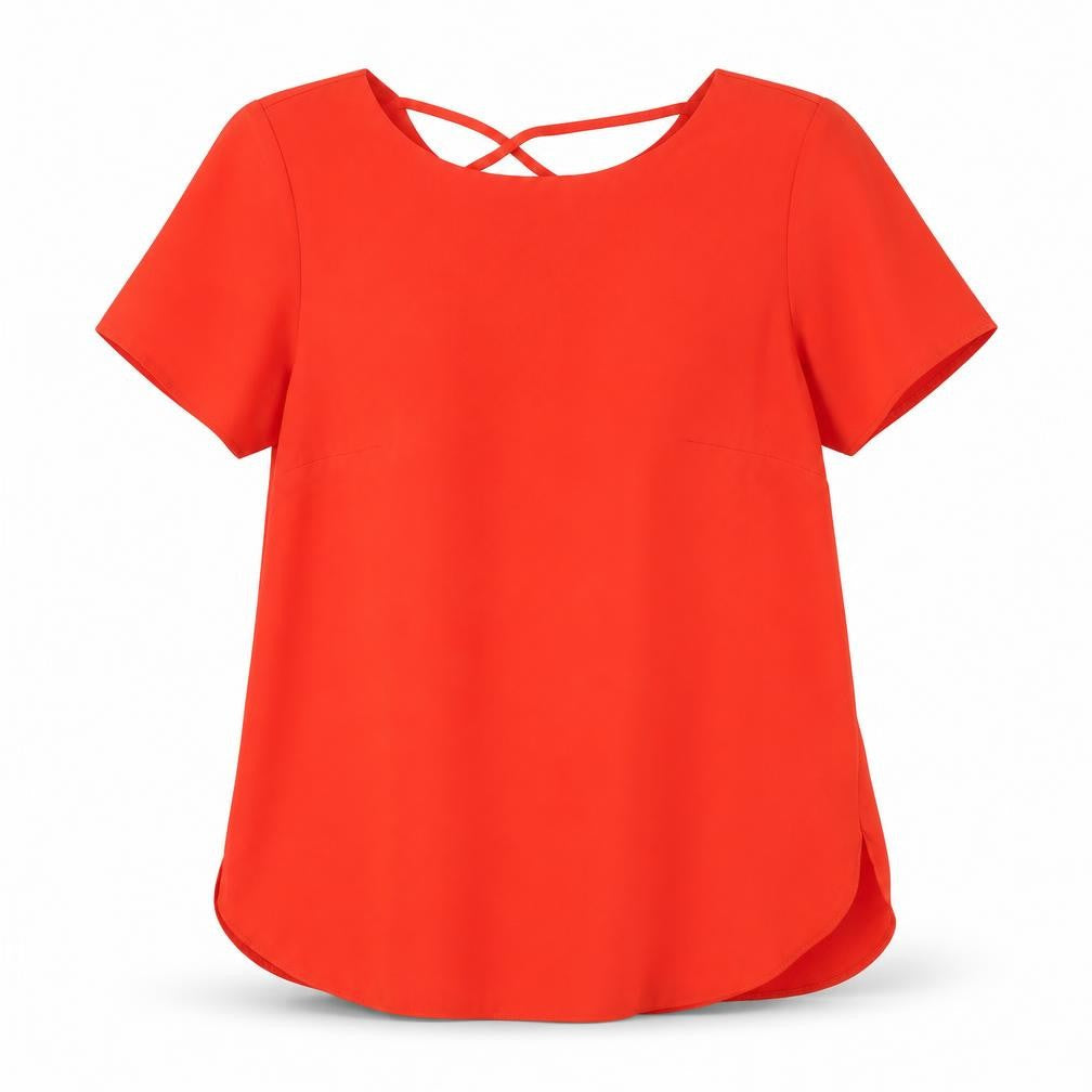 F&F Womens Red Polyester Basic Blouse Size 6 Round Neck