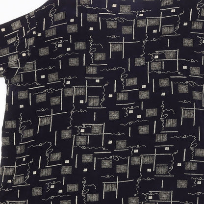 Alexa Womens Black Geometric Polyester Basic T-Shirt Size L Round Neck