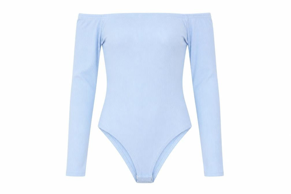 Boohoo Womens Blue Polyester Bodysuit One-Piece Size 6 Snap