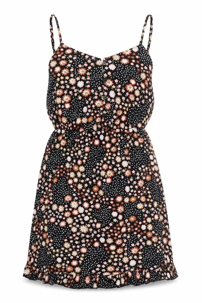 Topshop Womens Black Floral Polyester Mini Size 6 V-Neck Pullover