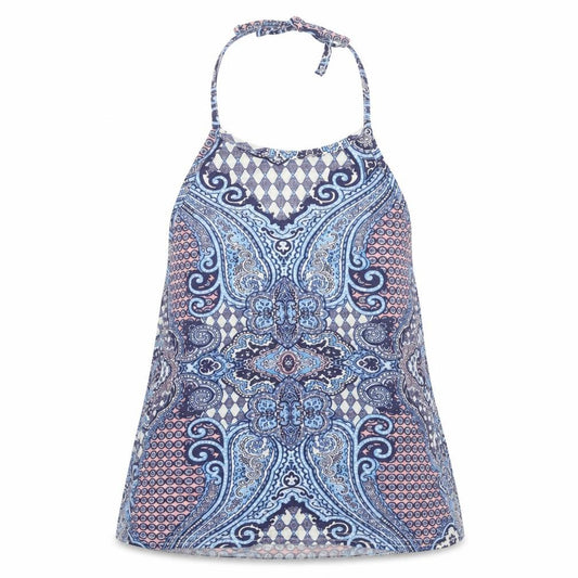 Boohoo Womens Blue Geometric Polyester Basic Tank Size 6 Halter