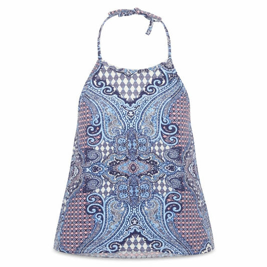 Boohoo Womens Blue Geometric Polyester Basic Tank Size 6 Halter